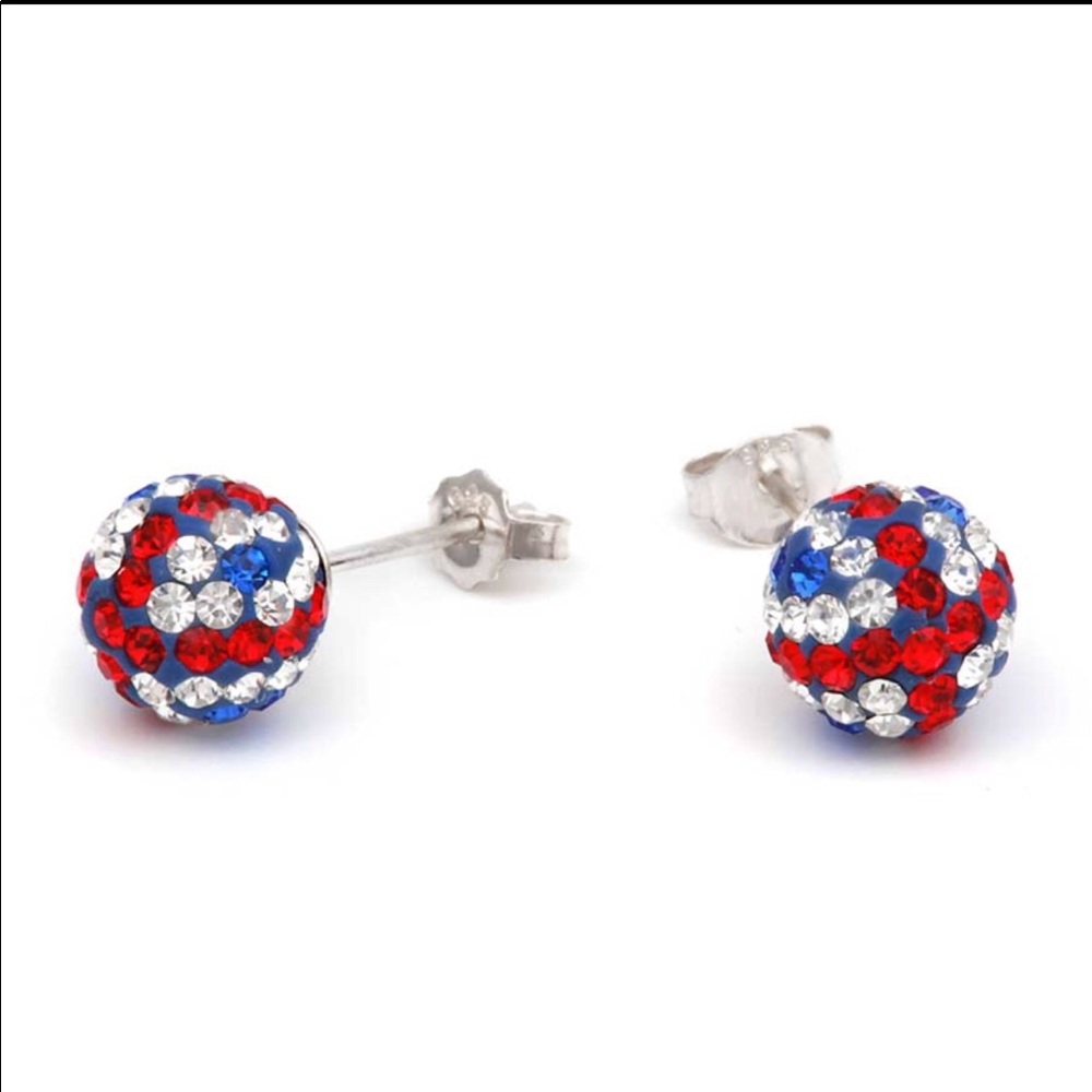 Union Jack crystal orb post earrings
